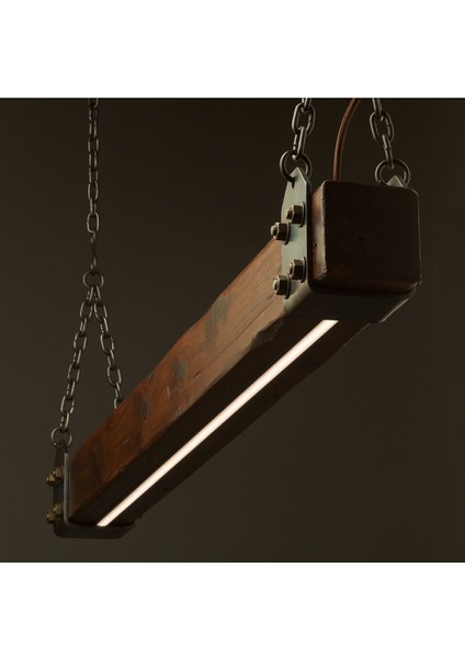 160 cm Modern Tasarımlı Dekoratif Aydınlatma Avizesi -Doğal Masif Ahşap Iç Mekan Aydınlatması