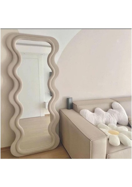 80 cm Dalga Desenli Dekoratif Duvar Boy Aynası