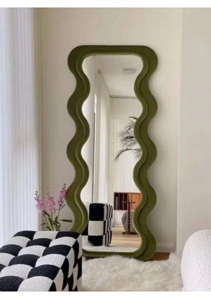 80 cm Dalga Desenli Dekoratif Duvar Boy Aynası