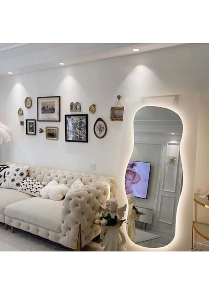 150 cm Ledli Dalgalı Dekoratif Duvar Boy Aynası fırsatları