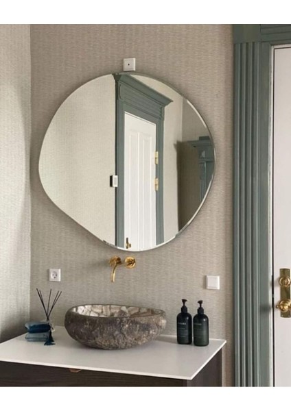 80 cm Asimetrik Duvar Dekorasyon Aynası - Konsol Üstü Salon Dekorasyon AYNASI-343