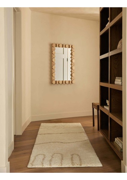 90 x 60 cm Doğal Ahşap Duvar Aynası - Açık fiyatları