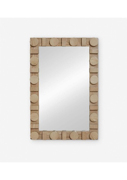 90 x 60 cm Doğal Ahşap Duvar Aynası - Açık modelleri