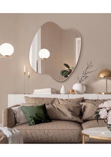 80 cm Asimetrik Duvar Dekorasyon Aynası - Konsol Üstü Salon Dekorasyon AYNASI-600