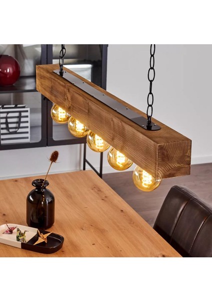 200 cm Modern Tasarımlı Dekoratif Aydınlatma Avizesi -Doğal Masif Ahşap Iç Mekan Aydınlatması