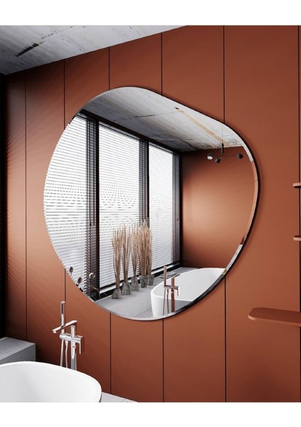 80 cm Asimetrik Duvar Dekorasyon Aynası - Konsol Üstü Salon Dekorasyon AYNASI-134
