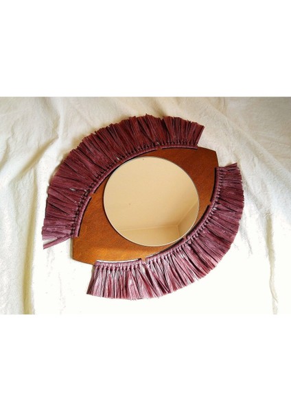 Hasırlı Dekoratif Göz Duvar Aynası - Renk Opsiyonu MEVCUTTUR-40 x 36 cm fiyatları
