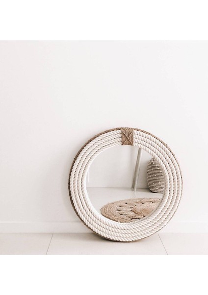 Hasır Halat Çerçeveli Yuvarlak Duvar Aynası - 60 cm (2)