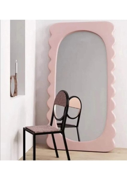 90 cm Dalga Desenli Dekoratif Duvar Boy Aynası