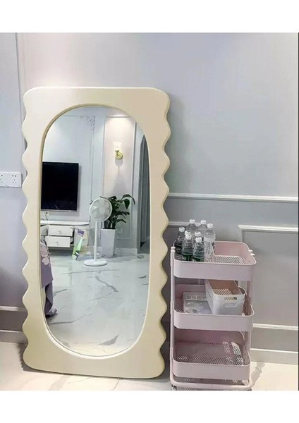 90 cm Dalga Desenli Dekoratif Duvar Boy Aynası