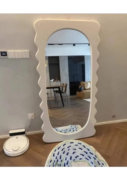 90 cm Dalga Desenli Dekoratif Duvar Boy Aynası