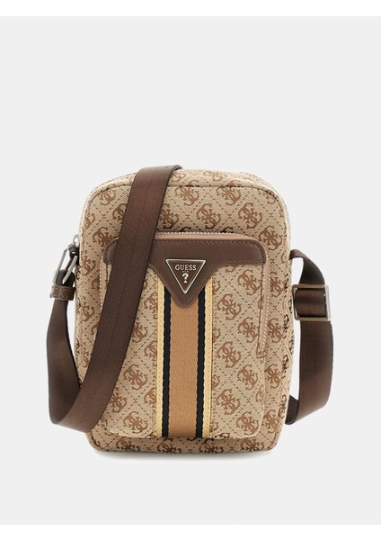 Erkek Bej Kahverengi Milano Ön Cepli Crossbody Çanta