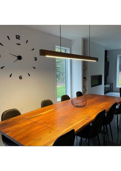 140 cm Modern Tasarımlı Dekoratif Aydınlatma Avizesi -Doğal Masif Ahşap Iç Mekan Aydınlatması