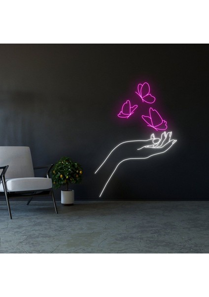 90 cm Kumandalı Neon LED Tasarım Duvar Dekor Aydınlatması - Özelleştirilebilir LED TABELA-168