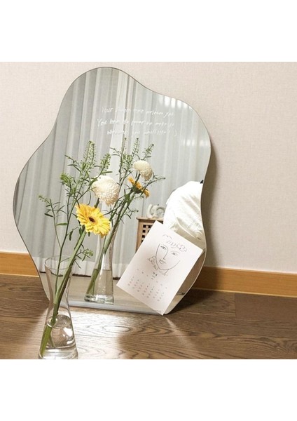 130 cm Asimetrik Duvar Dekorasyon Aynası - Konsol Üstü Salon Dekorasyon AYNASI-669
