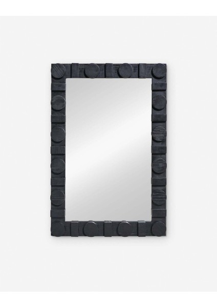 90 x 60 cm Doğal Ahşap Duvar Aynası - Siyah fiyatları