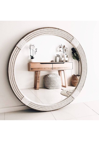 Hasır Halat Çerçeveli Yuvarlak Duvar Aynası - 40 cm (6)