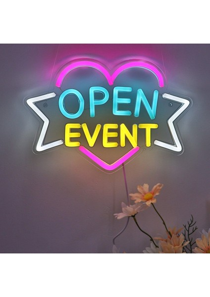 60 cm Kumandalı Neon LED Tasarım Duvar Dekor Aydınlatması - Özelleştirilebilir LED Tabela-88