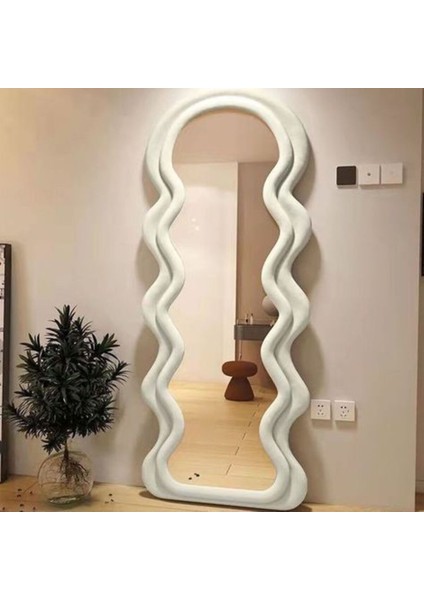 170 cm Kadife Kumaş Çerçeveli Dekoratif Duvar Boy Aynası - Konsol Üstü Salon Aynası