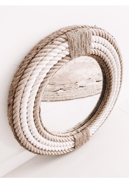 Hasır Halat Çerçeveli Yuvarlak Duvar Aynası - 40 cm (5)