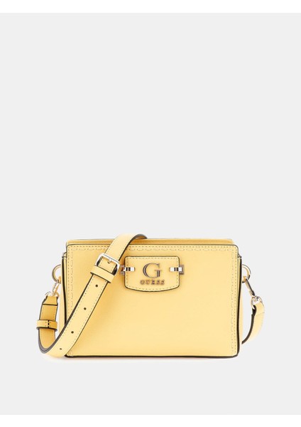 Kadın Sarı Nastra Mini Üstten Fermuarlı Crossbody Çan