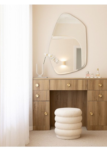 90 cm Asimetrik Duvar Dekorasyon Aynası - Konsol Üstü Salon Dekorasyon Aynası-27