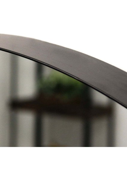 200 x 90 cm Oval Boy Aynası - Metal Çerçeveli Özel Tasarım Tam Boy Dev Ayna - Siyah