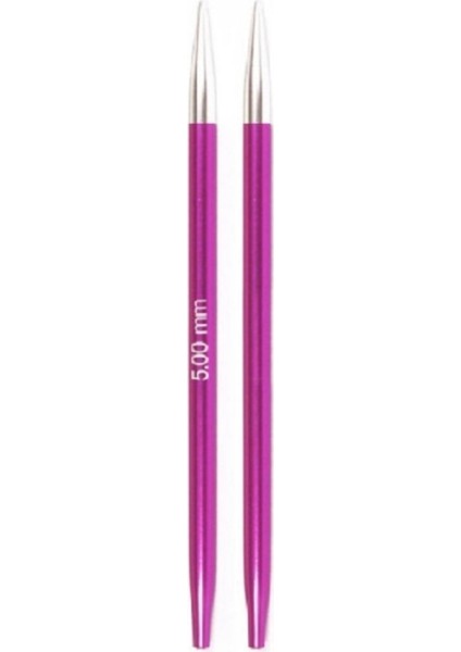 Knitpro Zing Kısa 5,00 mm Değiştirilebilir Metal Misinalı Şiş Ucu 47525