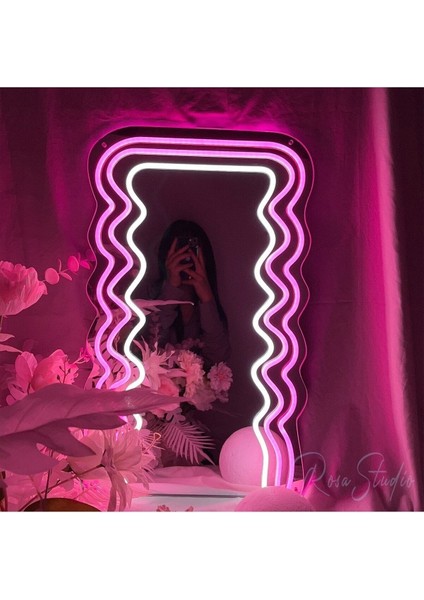 90 cm Ledli Desenli Dekoratif Duvar Boy Aynası fiyatları