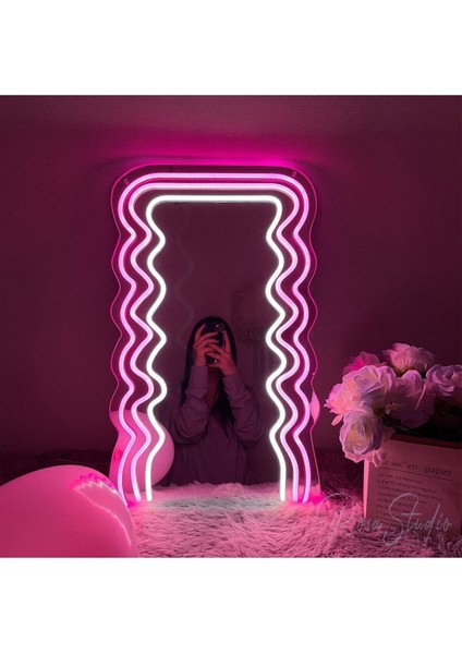 90 cm Ledli Desenli Dekoratif Duvar Boy Aynası modelleri