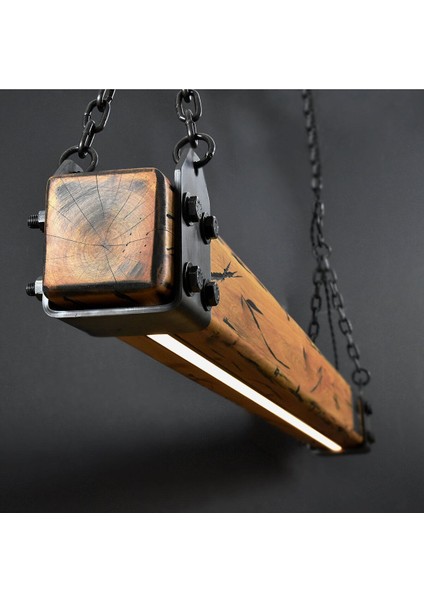 180 cm Modern Tasarımlı Dekoratif Aydınlatma Avizesi -Doğal Masif Ahşap Iç Mekan Aydınlatması