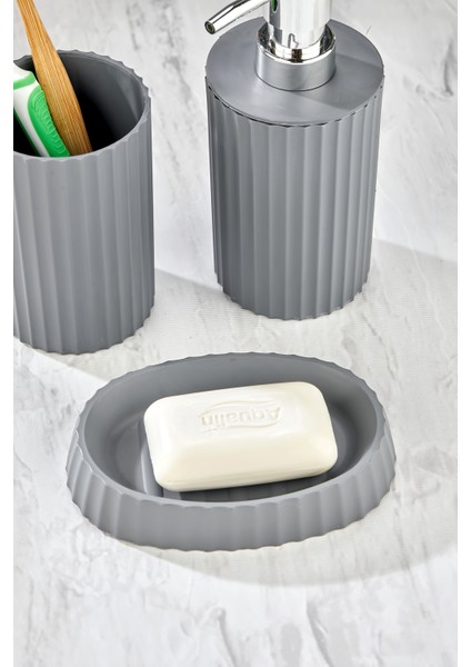 Este 3 Parça Yuvarlak Lavabo Banyo Seti - Sıvı Sabunluk Katı Sabunluk Diş Fırçası indirimleri