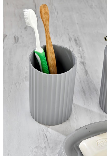 Este 3 Parça Yuvarlak Lavabo Banyo Seti - Sıvı Sabunluk Katı Sabunluk Diş Fırçası modelleri