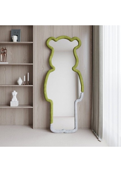 140 cm Ayıcık Şekilli Özel Üretim Kumaş Çerçeveli Dekoratif Duvar Boy Aynası fırsatları