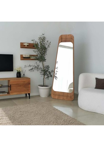 150 cm Asimetrik Dekoratif Duvar Boy Aynası-Doğal Ahşap Masif ÇERÇEVELI(ÖZELLEŞTIRILEBILIR)-204