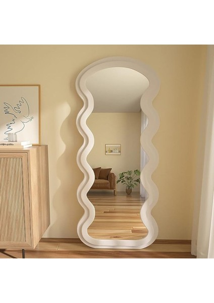 180 cm Kadife Kumaş Çerçeveli Dekoratif Duvar Boy Aynası - Konsol Üstü Salon Aynası modelleri