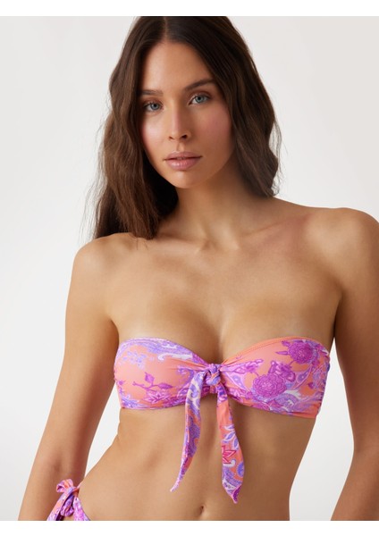Kadın Çok Renkli Bağlamalı Bandeau (Çıkarılabilir Ped)