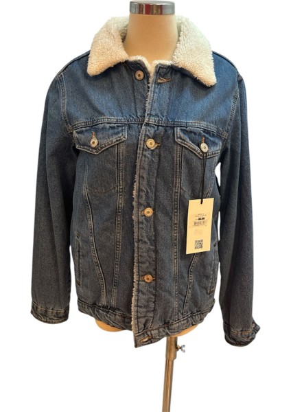Indigo-G Denim Model 16299 Mavi Kürklü Erkek Kot Ceket