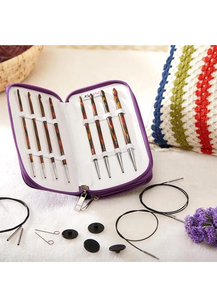 Knitpro Symfonie Deluxe Değiştirilebilir Tunus Tığı Seti 20670 + Balım Örgü Evi Şiş Ölçer Hediyeli