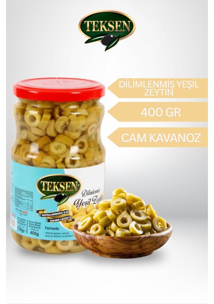 TEKSEN Yeşil Dilimli Cam Kavanoz-400G