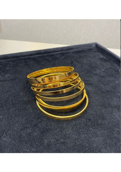 Gold 3 Adet Çelik Kalın Ajda Bilezik Kibrit Çöpü