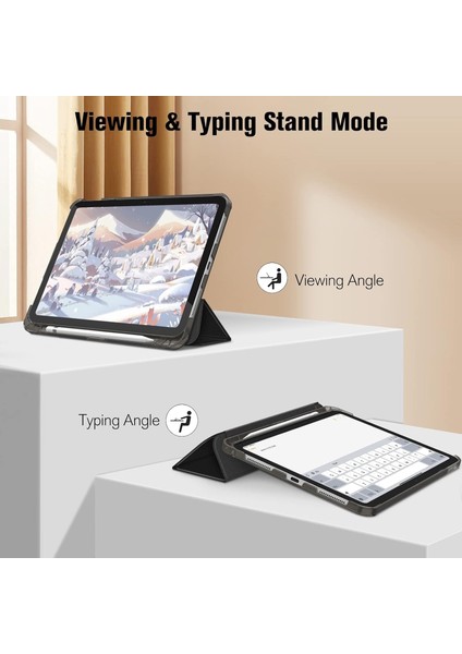 iPad (A16) 11 Nesil 11 Inç 2025, iPad 10 Nesil 10,9 Inç 2022 Uyumlu Tablet Kılıfı Akıllı Smart Uyku Modlu Katlanabilir Arkası Renkli Standlı Kılıf +Ekran Koruyucu Cam+Kalem 3'lü Set A3354 A3355 A3356