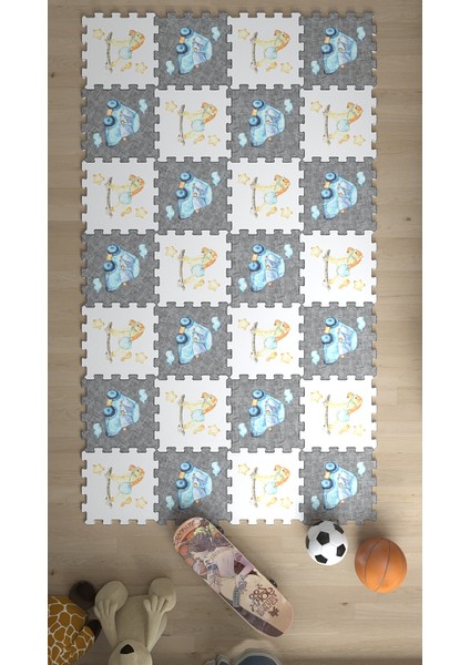 Dijital Baskılı Araba-At Figürlü Çocuk/bebek Odası Yapboz Puzzle Japon Halı