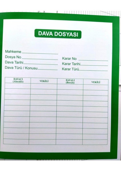 Dava-Avukat-Baro Dosyası-Ikracenter 10 YEŞİL+10BEYAZ fiyatları