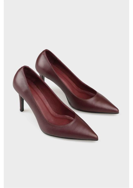 Bordo Deri Kadın Stiletto fiyatları