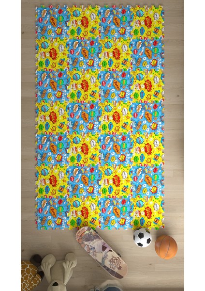 Dijital Baskılı Renk Patlaması Çocuk/bebek Odası Yapboz Puzzle Japon Halı