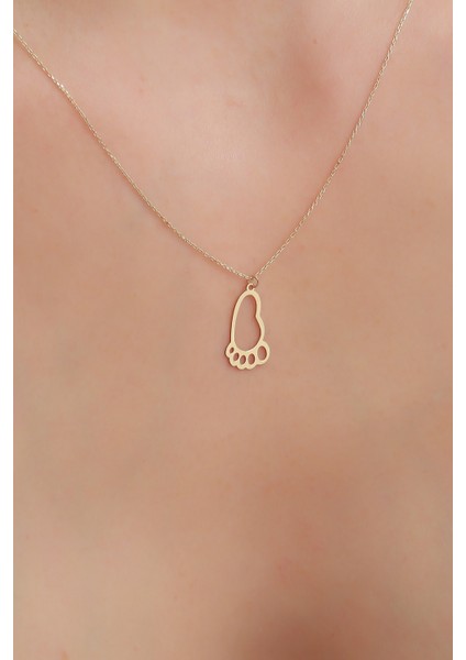 14 Ayar Altın Ayak İzi Kolye