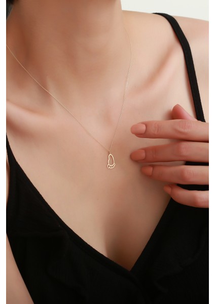 14 Ayar Altın Ayak İzi Kolye modelleri