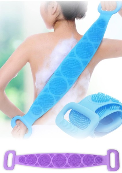 Banyo Sırt Kesesi Çift Taraflı Silikon Duş Lifi Fırçası 70 cm