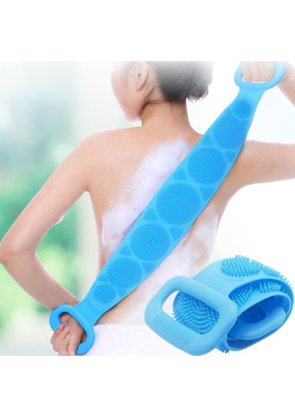 Banyo Sırt Kesesi Çift Taraflı Silikon Duş Lifi Fırçası 70 cm